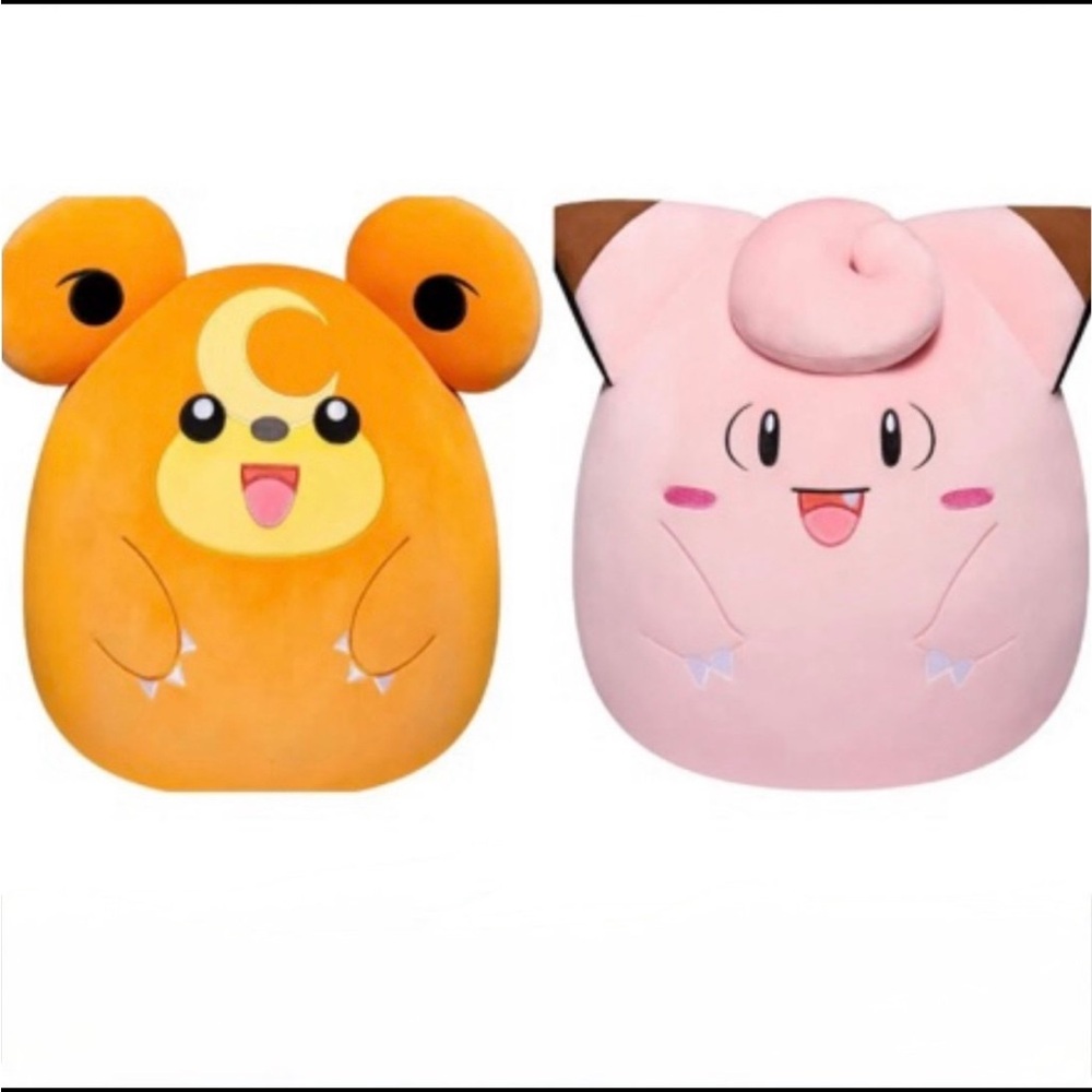 Squishmallows Pokemon: 10” Clefairy and 10” Teddiurisa Bundle